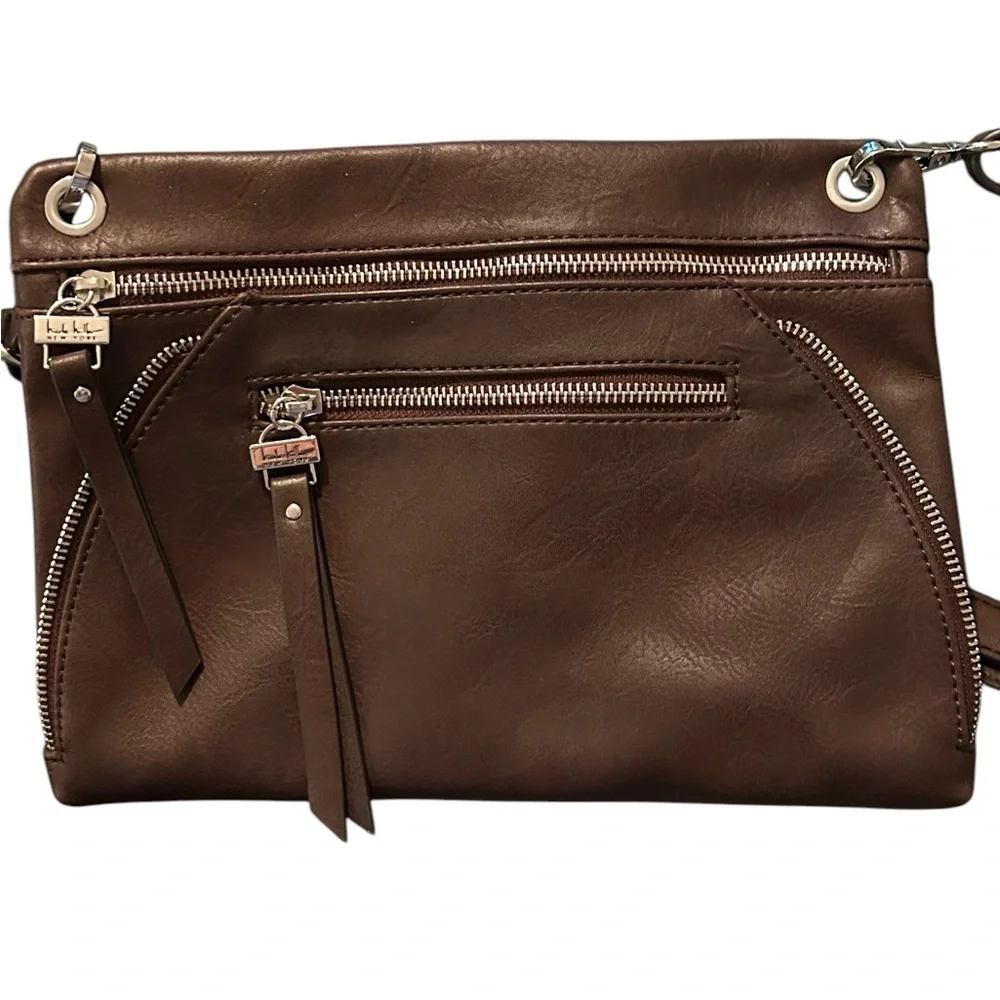 Purse Crossbody, Shoulder Bag, Clutch, NICOLE MILLER N.Y., Brown Faux Leather‎
